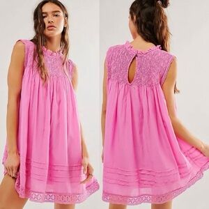 Free People Shea Solid Mini Dress in Sugar Magnolia sz L